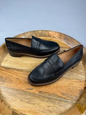 Madewell Black Leather Lug Sole Penny Loafers Women’s 9.5